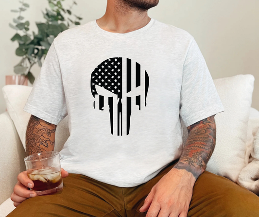 American Flag Skull Adult Tee