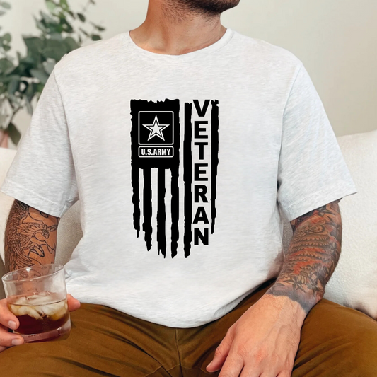 Army Veteran American Flag Adult Tee