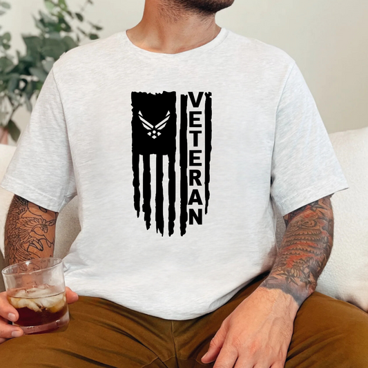 Air Force Veteran American Flag Adult Tee
